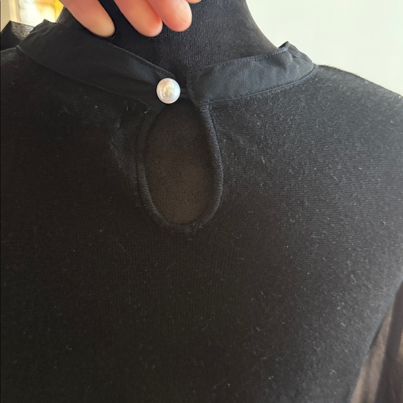 Indigo Rose Top Women's Bow Neck Sheer Long Sleeve - Picture 5 of 9